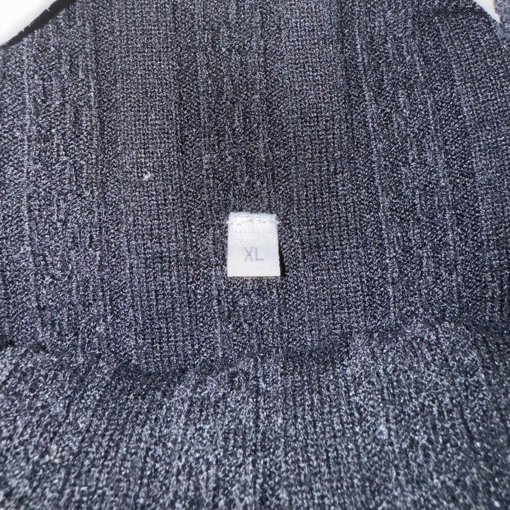 Black Ribbed Ruffle Mock Neck Sweater Dress - Picture 5 of 5